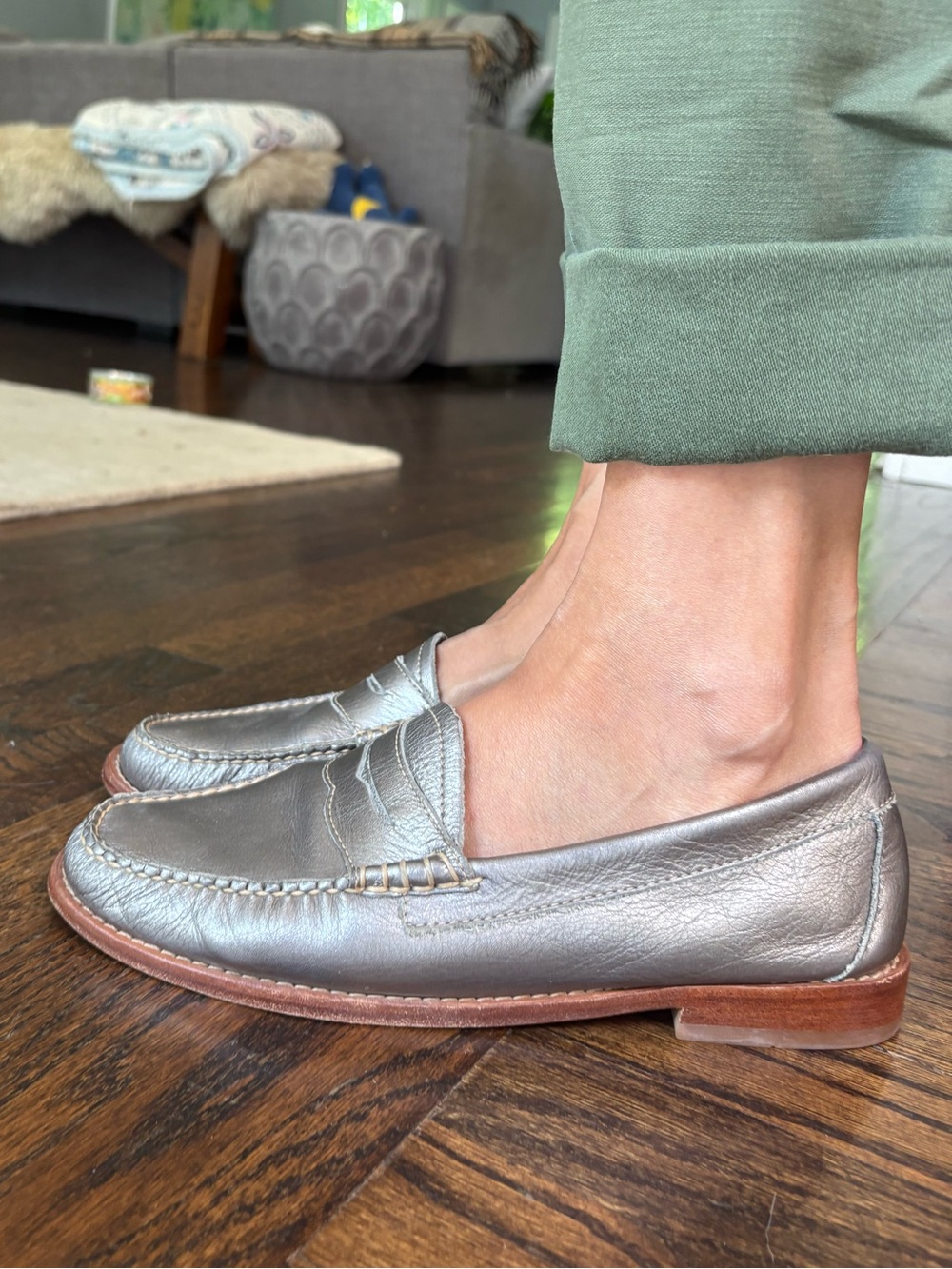 Weejuns GH Bass Penny Loafers in Silver